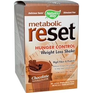 Отзывы о Натурес Вэй, Metabolic Reset, Hunger Control, Weight Loss Shake, Chocolate, 10 Packs, 1.6 oz Each