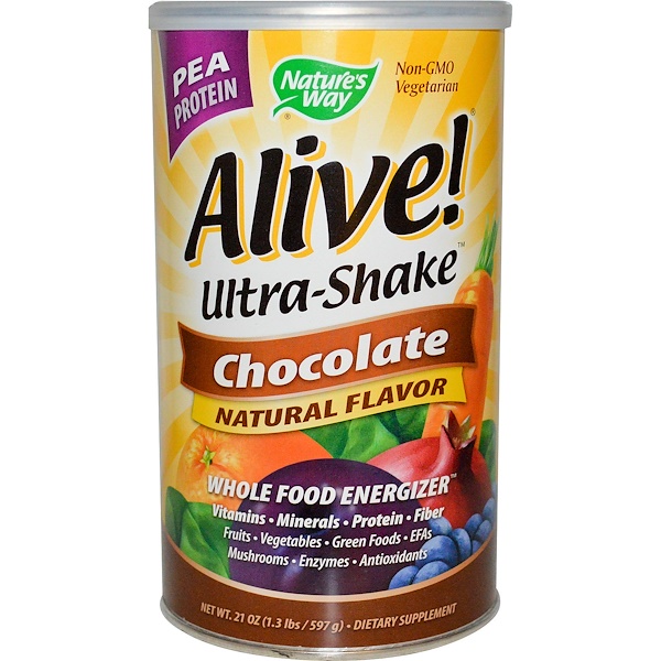 Nature's Way, Alive! UltraShake, Pea Protein, Chocolate, 21 oz (597 g