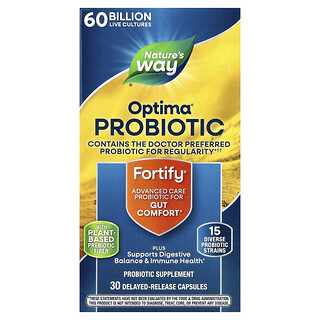 Nature's Way, Fortify®, Suplemento probiótico Optima®, 60.000 millones de UFC, 30 cápsulas de liberación retardada