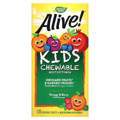 

Nature's Way Alive! комплекс мультивитаминов для детей со вкусом апельсина и ягод 120 жевательных таблеток