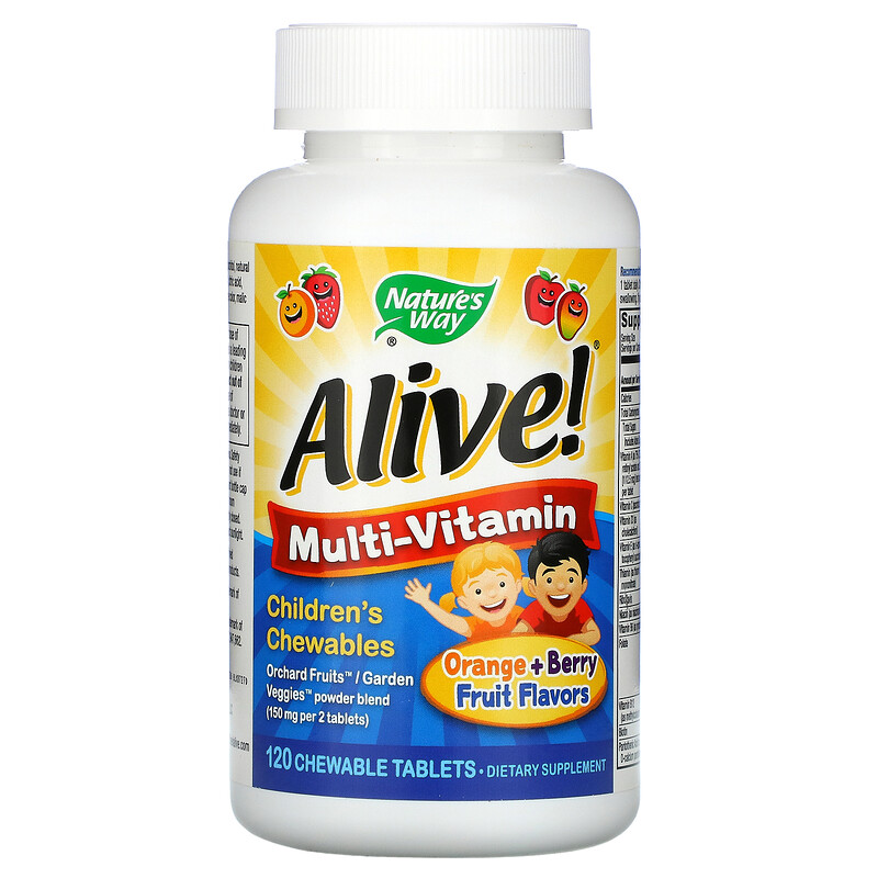 Nature's Way, Alive! Children's Chewable MultiVitamin, Orange + Berry