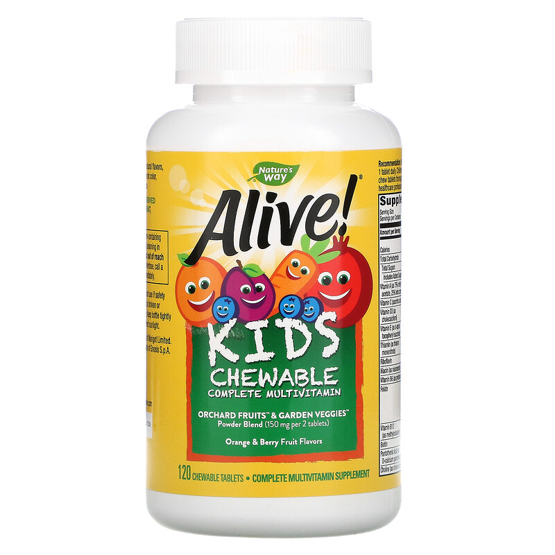 Nature's Way, Alive! Children's Chewable MultiVitamin, Orange + Berry