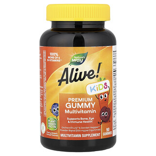 Nature's Way（ネイチャーズウェイ）, Alive!®（アライブ！）キッズ、プレミアムグミマルチビタミン、チェリーグレープオレンジ、グミ90粒