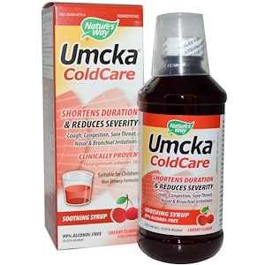 Nature's Way, Umcka, лекарство от простуды, успокаивающий сироп, вишневый вкус, 8 унций (240 мл)