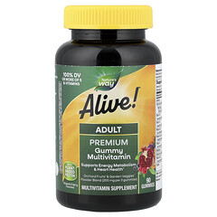 Alive!®, мультивітаміни для дорослих преміальної якості, виноград і вишня, 90 жувальних таблеток