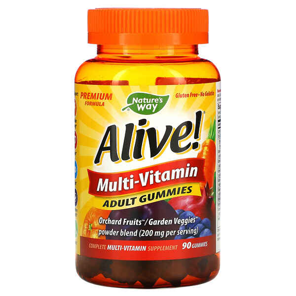 Nature's Way, Alive! Multi-Vitamin, Adult Gummies, Fruit Flavors, 90 Gummies