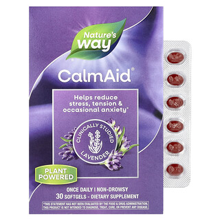 Nature's Way, CalmAid, Lavanda clínicamente estudiada, 80 mg, 30 cápsulas blandas