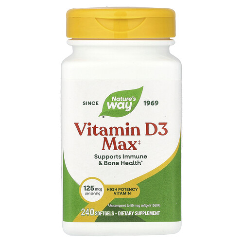 Nature's Way, Vitamin D3 Max, 125 mcg (5,000 IU), 240 Softgels