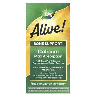 Nature's Way, Alive!（アライブ！）カルシウム、Max Absorption、タブレット60粒