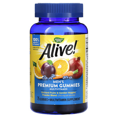Nature's Way Alive! полный комплекс мультивитаминов премиального качества для мужчин со вкусом апельсина винограда и вишни 75 жевательных конфет