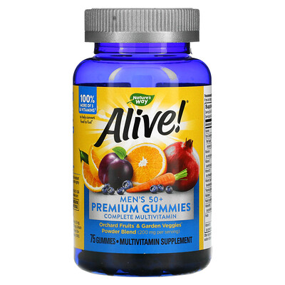 Nature's Way Alive! полный комплекс мультивитаминов премиального качества для мужчин старше 50 лет со вкусом апельсина винограда и вишни 75 жевательных конфет