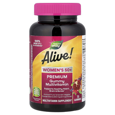Product Image for Nature's Way, Alive! , Women's 50+ Premium Gummy Multivitamin, Cherry & Grape, 75 Gummies