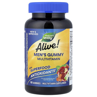 Nature's Way, Gomitas multivitamínicas para hombres Alive!®, Frutas, 60 gomitas
