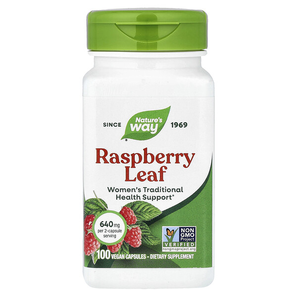 Nature's Way Raspberry Leaf, 100 Vegan Capsules (320 mg per Capsule)