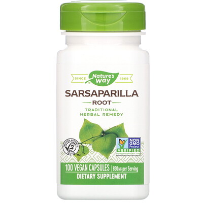 Nature's Way Sarsaparilla Root, 850 mg, 100 Vegan Capsules