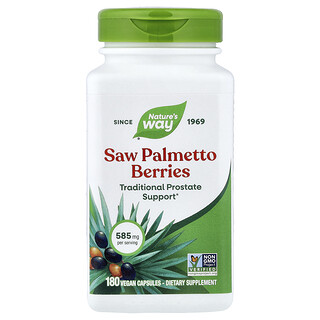 Nature's Way, Bayas de palma enana americana, 585 mg, 180 cápsulas veganas