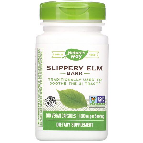 Nature's Way, Slippery Elm Bark, 1,600 mg, 100 Vegan Capsules