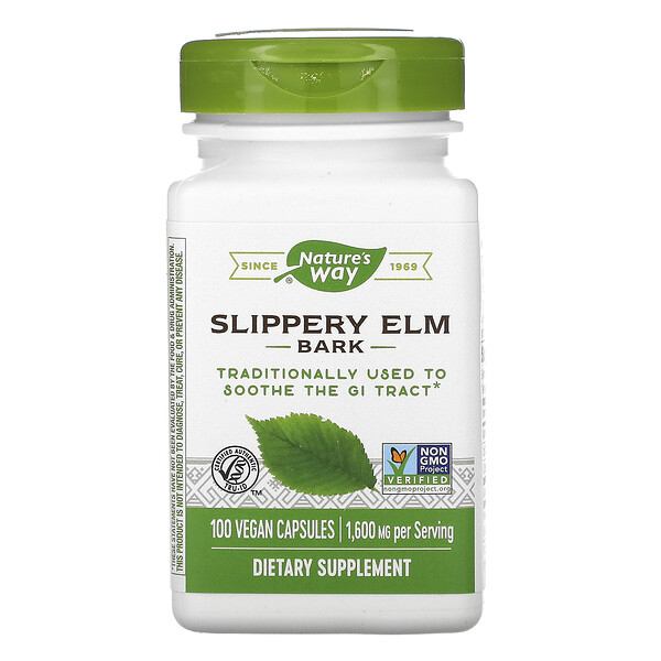 Nature's Way, Slippery Elm Bark, Rinde der Rot-Ulme, 1.600 mg, 100 pflanzliche Kapseln