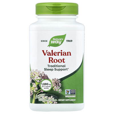 Nature's Way, Raíz de valeriana, 180 cápsulas veganas (530 mg por cápsula)