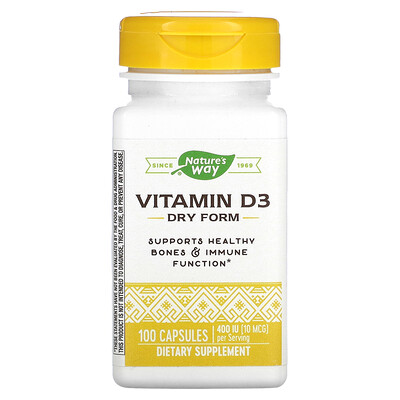 

Nature's Way Vitamin D3 Dry Form 10 mcg (400 IU) 100 Capsules