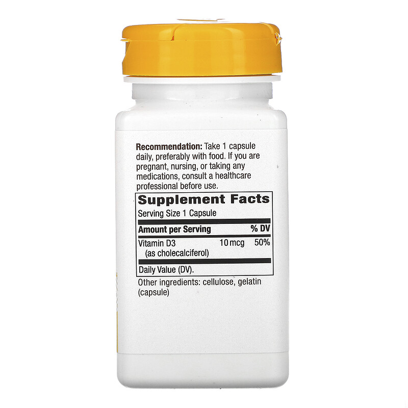 Nature's Way, Vitamin D3, Dry Form, 10 mcg, 100 Capsules iHerb