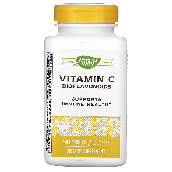 Vitamina C con bioflavonoides, 1000 mg, 250 cápsulas