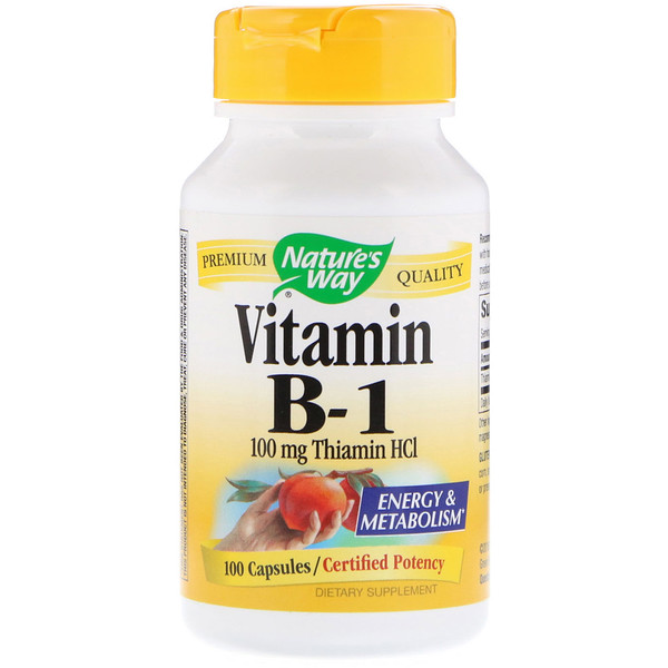 Nature's Way, Витамин B1, 100 мг тиамин HCl, 100 капсул