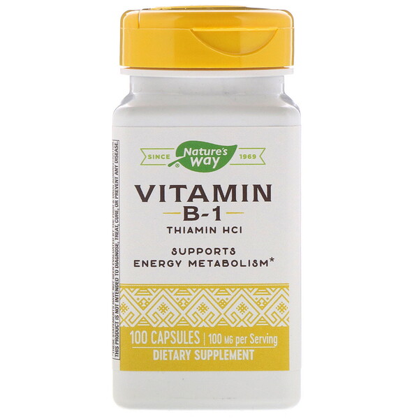 Nature's Way, Витамин В1, 100 мг, 100 капсул