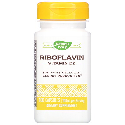 Riboflavin, Vitamin B2, 100 mg, 100 Capsules vitamin b2 vitamin powder riboflavin food grade additives nutrition enhancers nutrition supplements