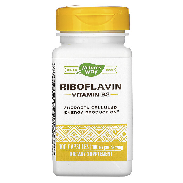 рибофлавин, витамин B2, 100 мг, 100 капсул