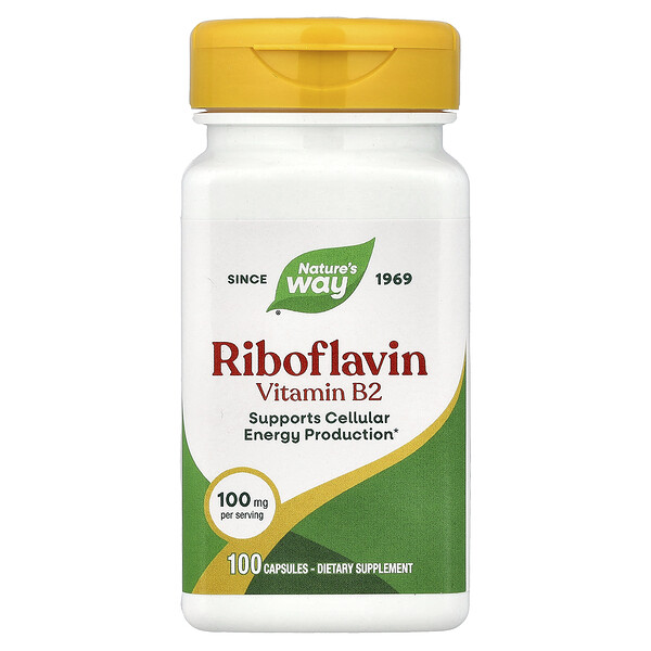 Nature's Way Riboflavin Vitamin B2, 100 mg, 100 Capsules