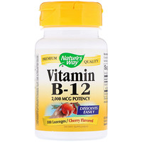 Vitamin B-12, Cherry Flavored, 2,000 mcg, 100 Lozenges - изображение