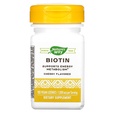 

Nature's Way Biotin Cherry 1 000 mcg 100 Vegan Lozenges