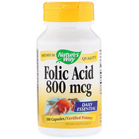 Folic Acid, 800 mcg, 100 Capsules - изображение