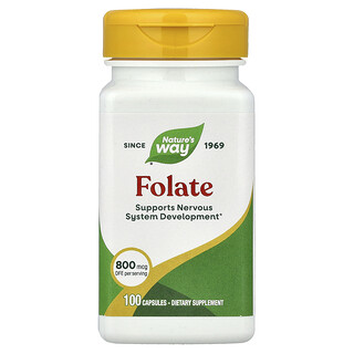 Nature's Way, Folato, 800 mcg DFE, 100 Cápsulas