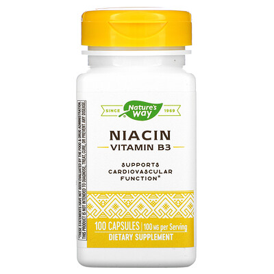 Nature's Way Niacin, Vitamin B3, 100 mg, 100 Capsules