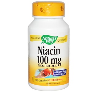 Nature's Way, Ниацин 100 мг, Никотиновая кислота, 100 капсул