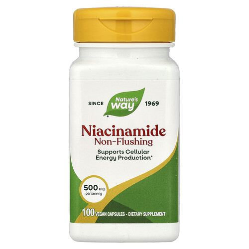 Nature's Way Niacinamide, Non-Flushing, 500 mg, 100 Capsules