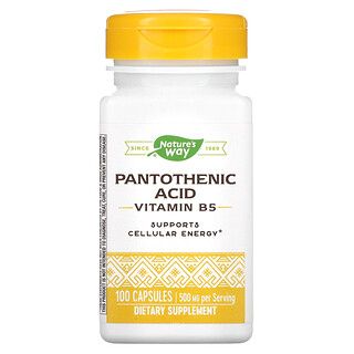 Nature's Way, Pantothenic Acid, Vitamin B5, 500 mg, 100 Capsules (250 mg per Capsule)