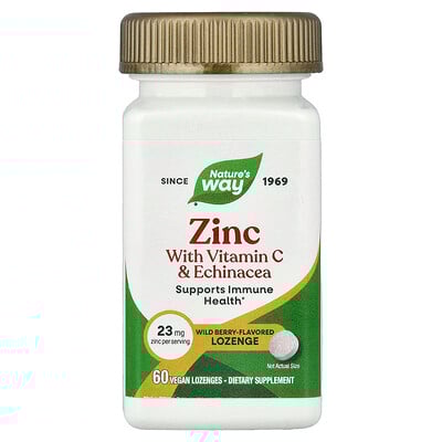 Nature's Way, Zinc con vitamina C y equinácea, Bayas silvestres, 60 pastillas veganas