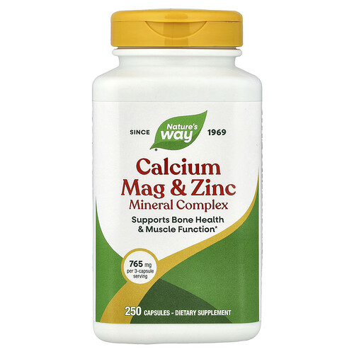 Nature's Way, Calcium, Mag & Zinc Mineral Complex, 250 Capsules
