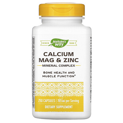 Nature's Way Calcium, Mag & Zinc, Mineral Complex, 765 mg, 250 Capsules