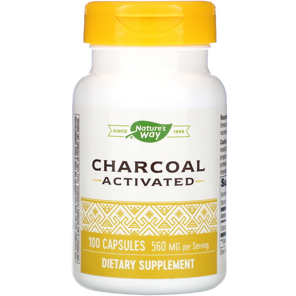 Nature's Way, Charcoal Activated, 560 mg, 100 Capsules iHerb