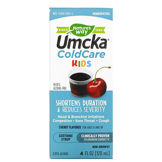Nature's Way, Umcka, ColdCare, Kids, For Ages 6 & Up, Cherry , 4 fl oz (120 ml)