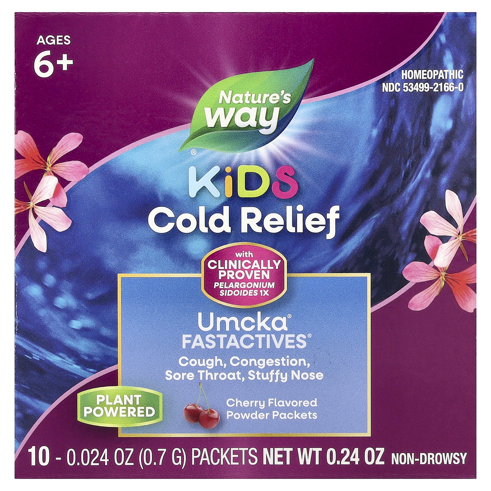 Nature's Way (네이처스웨이), Umcka®, 어린이용 감기 증상 완화제, 패스트액티브, 만 6세 이상용, 체리맛, 분말 10팩, 각 0.7g(0.024oz) (판매가 중단된 상품)