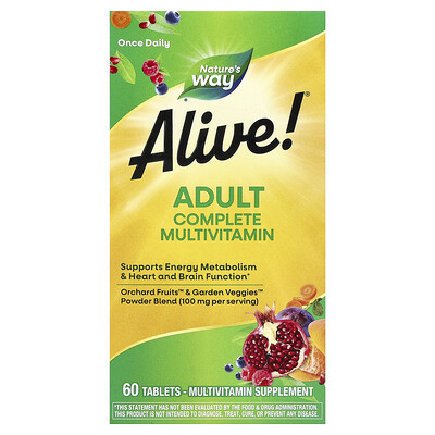 Nature's Way, Suplemento multivitamínico completo para adultos Alive!®, 60 comprimidos
