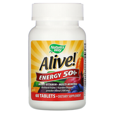 Nature's Way Alive! Energy 50+, комплекс витаминов и микроэлементов для взрослых старше 50 лет, 60 таблеток