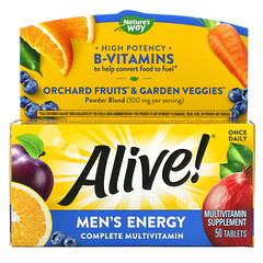 Alive! мультивітаміни та мультимінерали для чоловіків для поповнення запасу енергії, 50 таблеток