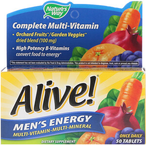 Nature's Way, Alive!, Men's Energy Multivitamin-Multimineral, 50 Tablets