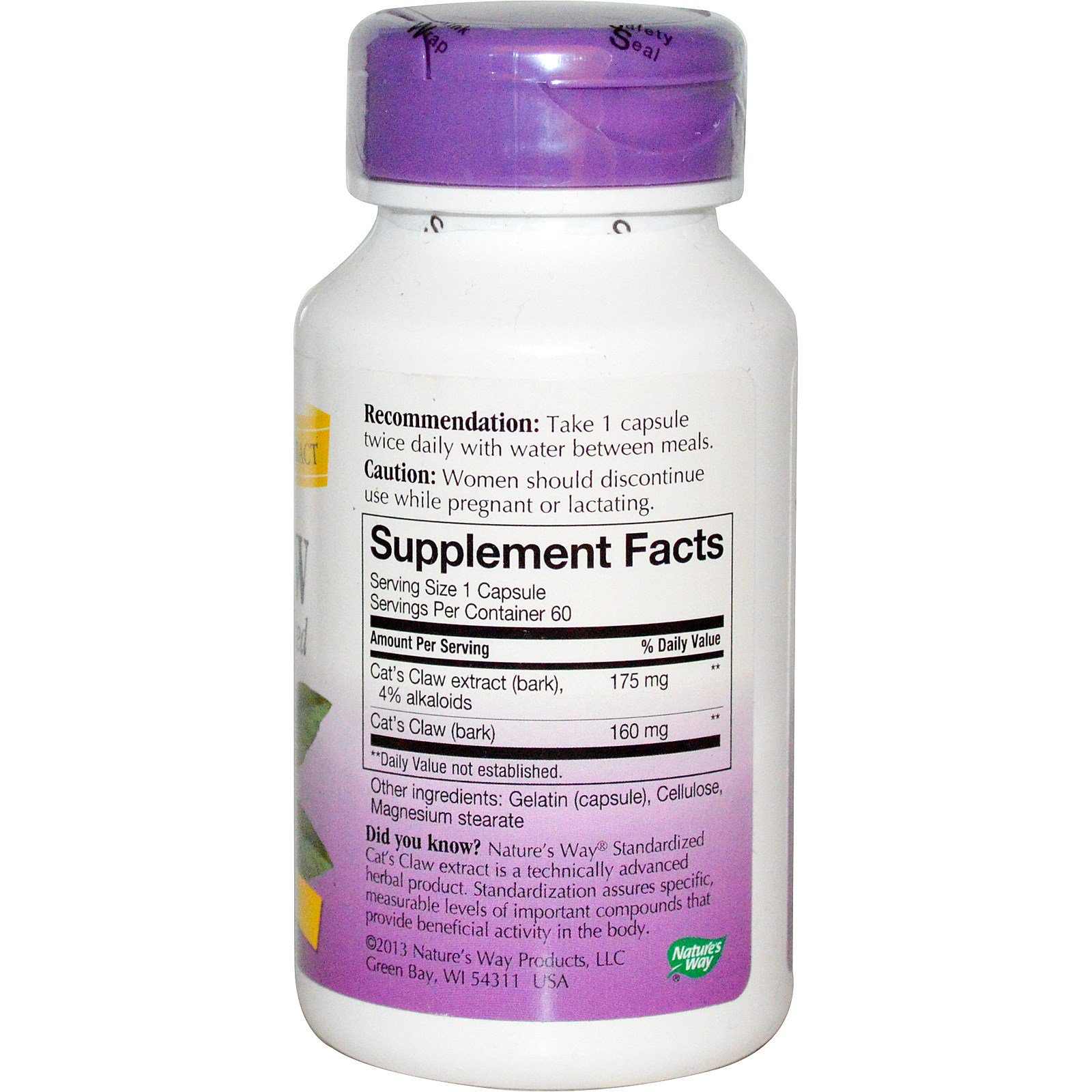 Nature's Way, Cat's Claw, Standardized, 60 Capsules